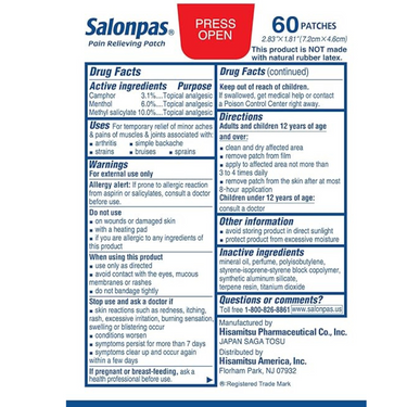 SALONPAS PAIN RELIEVING PATCH